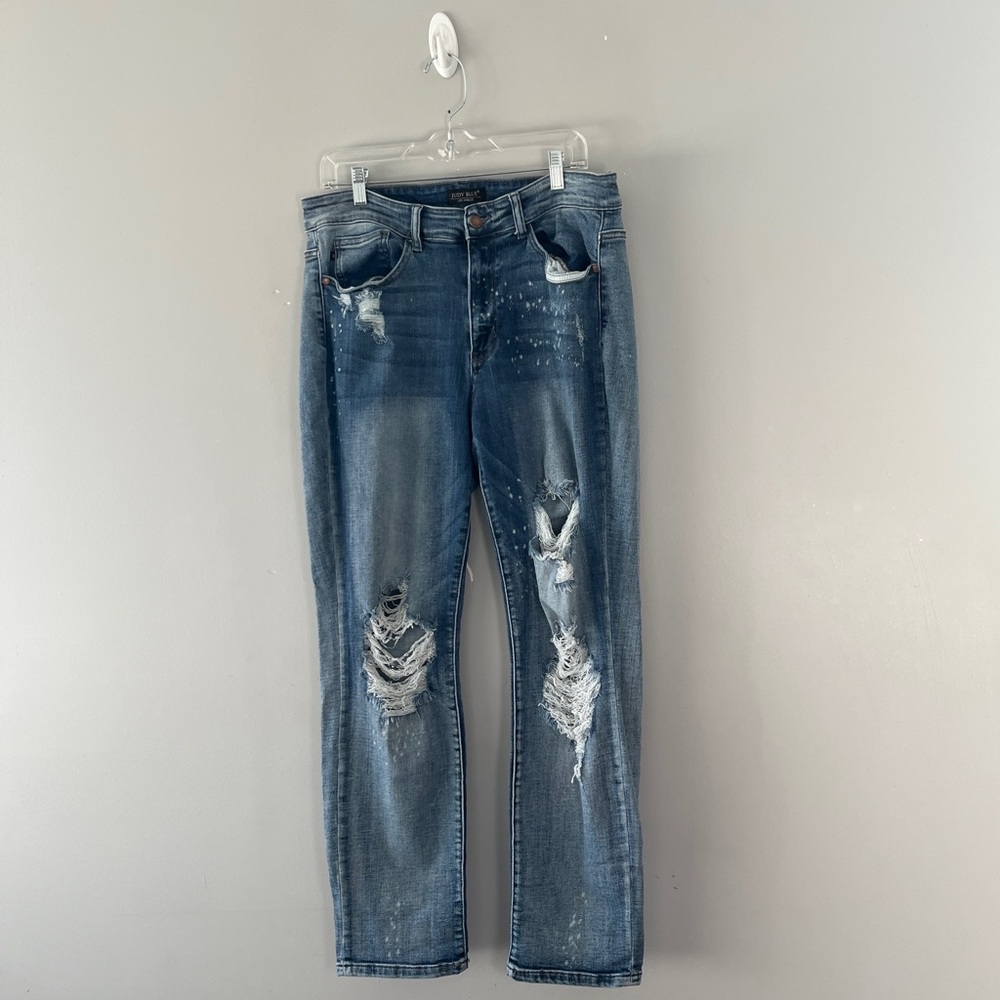 Judy Blue Distressed Boyfriend Jeans - Blue